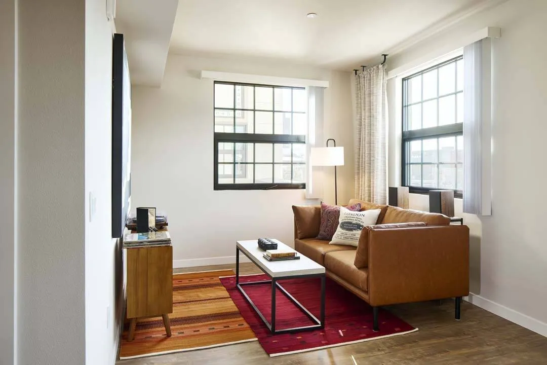 Living room image with windows