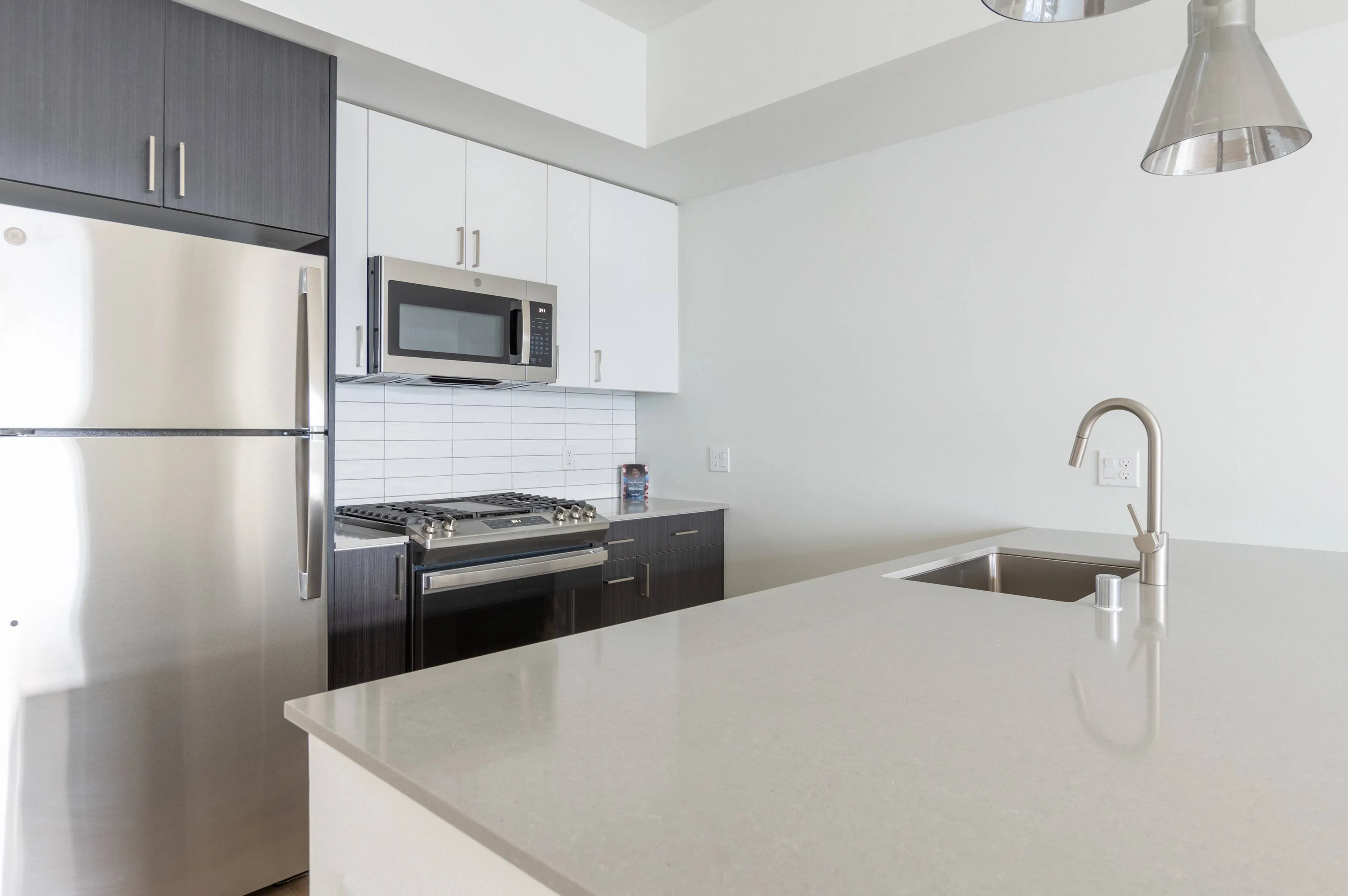 Mix of light and dark cabinets