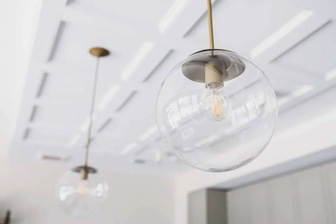 Closeup of globe pendant lighting