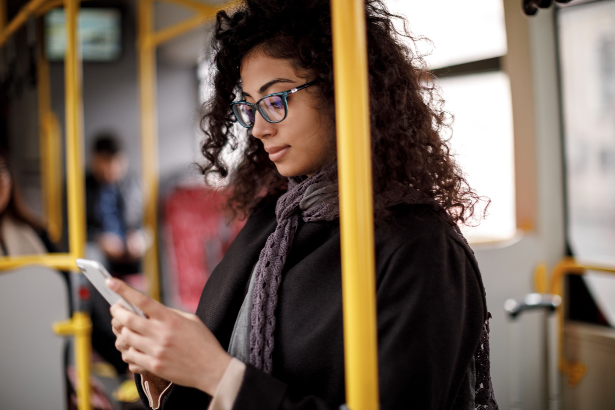 Woman on public transport