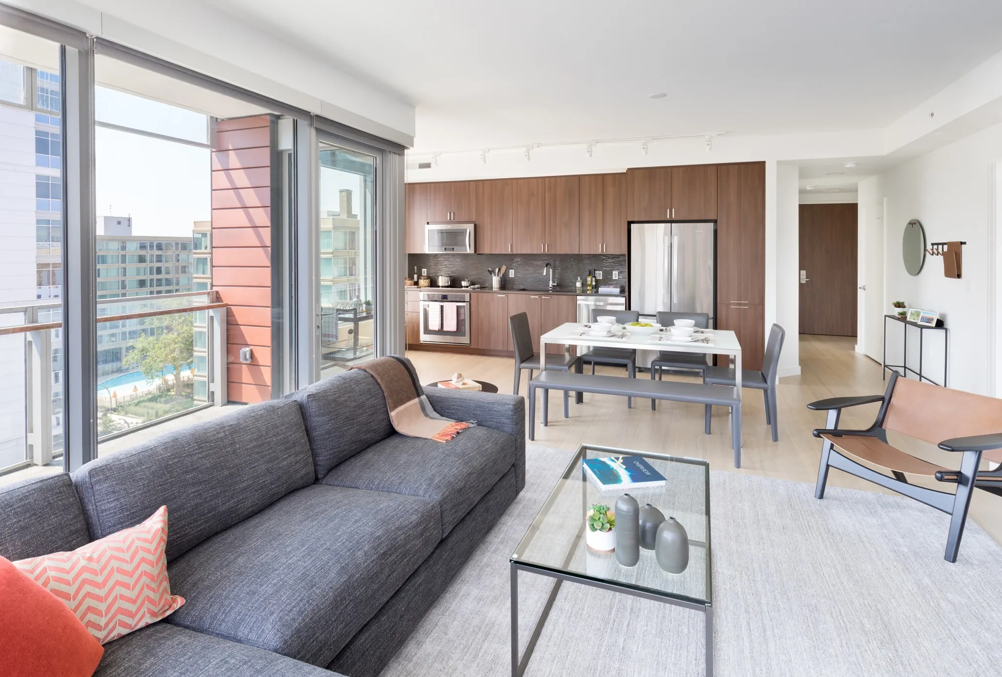 modern apartment living room and kitchen at Eliot on 4th washington dc