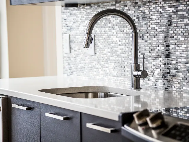 Quartz Counter and Tile Backsplash