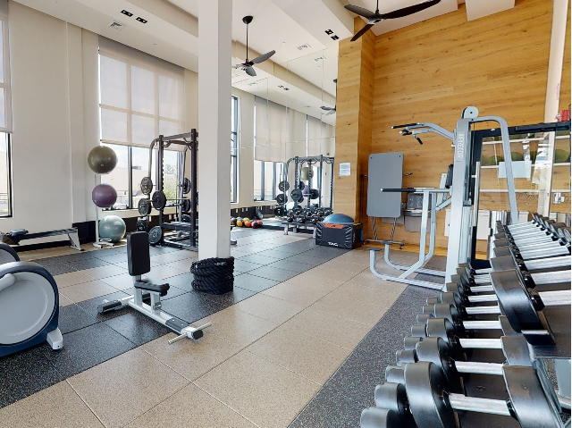 Fitness center with cardio and free weights