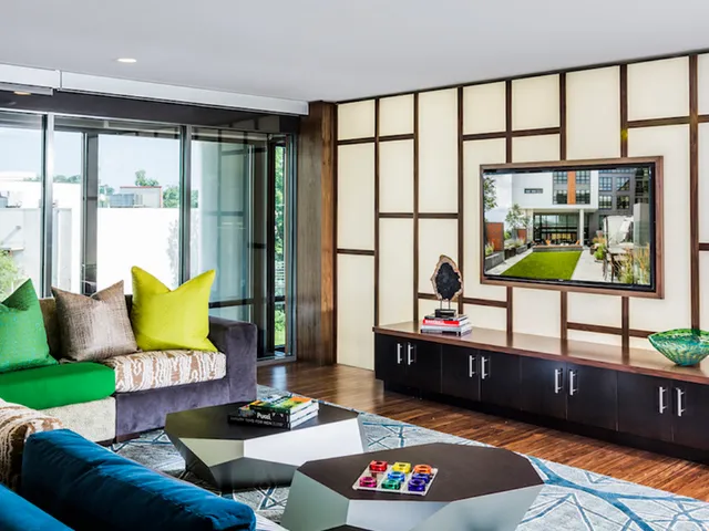 Wall mounted TV in resident lounge