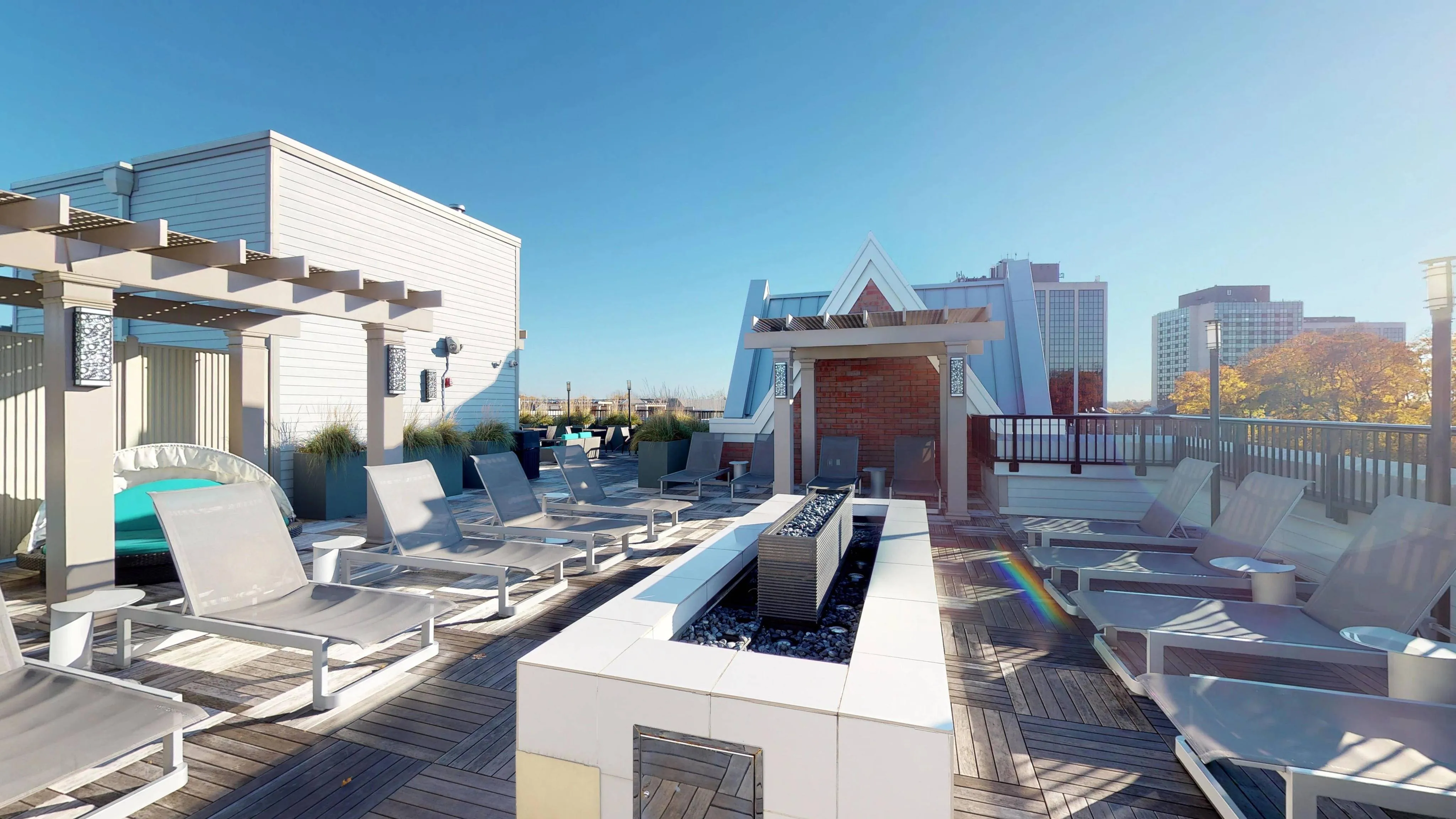 Rooftop fire table and social seating