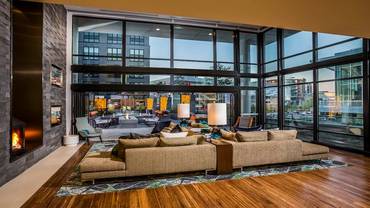 Spacious Resident Clubhouse with Lounge and Fire Place