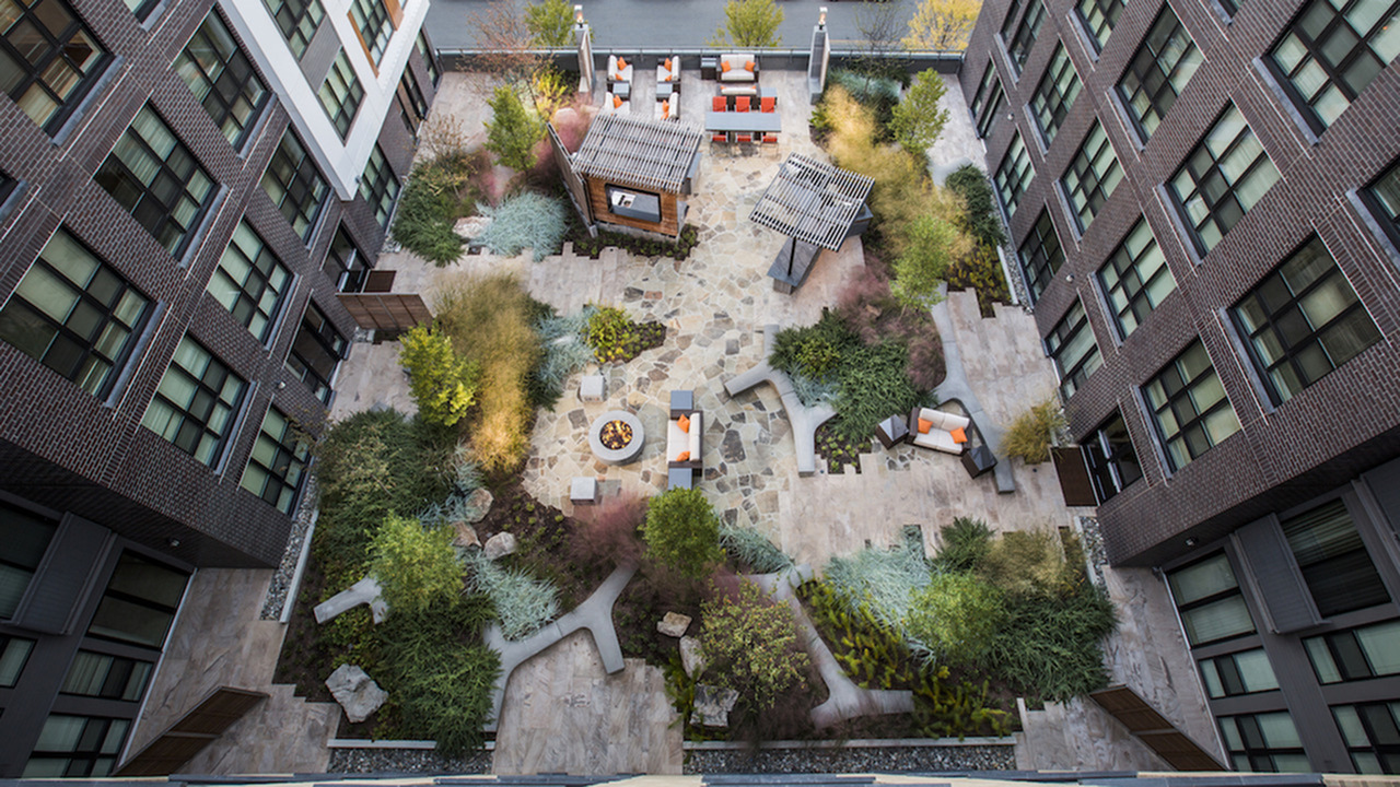 Aerial View of our Outdoor Social Lounges and Firepit