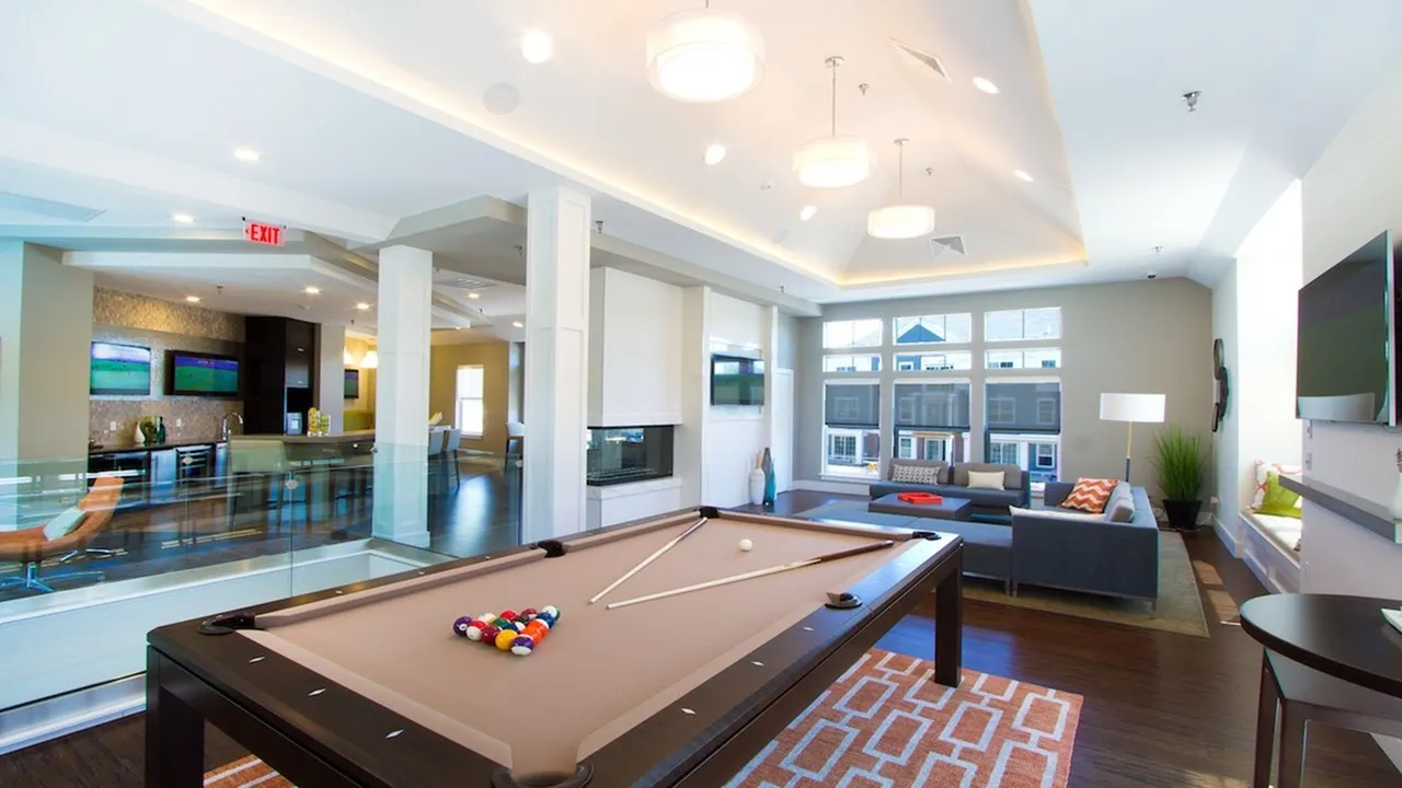 Game Room with Billiards Table, Fireplace and Televisions