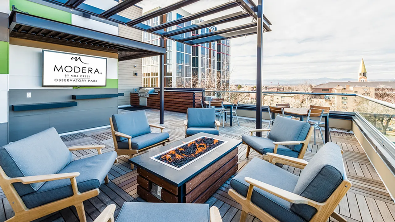 Elevated Outdoor Social Lounge with Wall Mounted Television