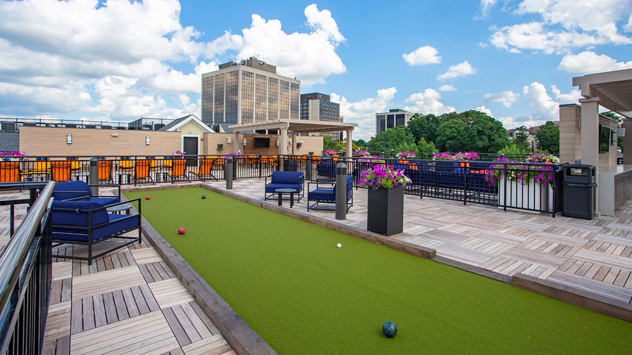 Bocce ball on rooftop deck