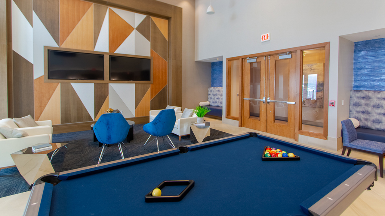 Resident\'s Lounge with Televisions and Pool Table