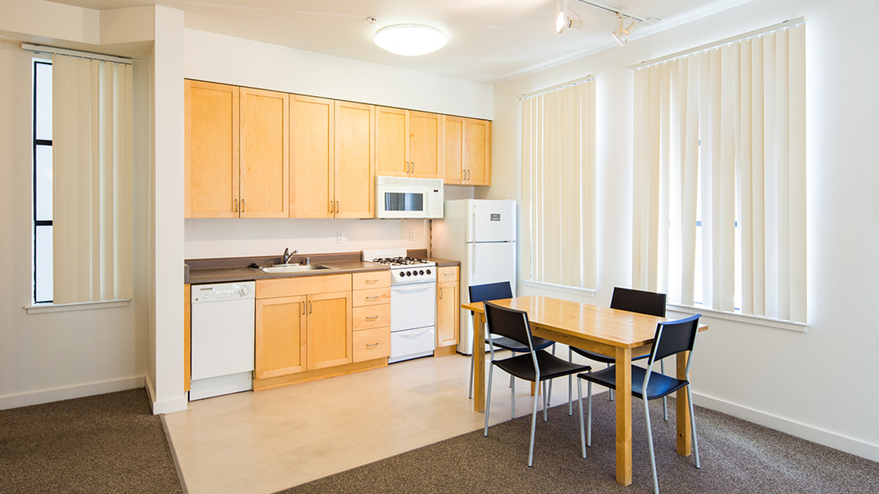 Kitchen at Bachenheimer Apartments with Dishwasher
