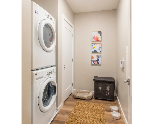 Full-size stackable front-loading washers and dryers