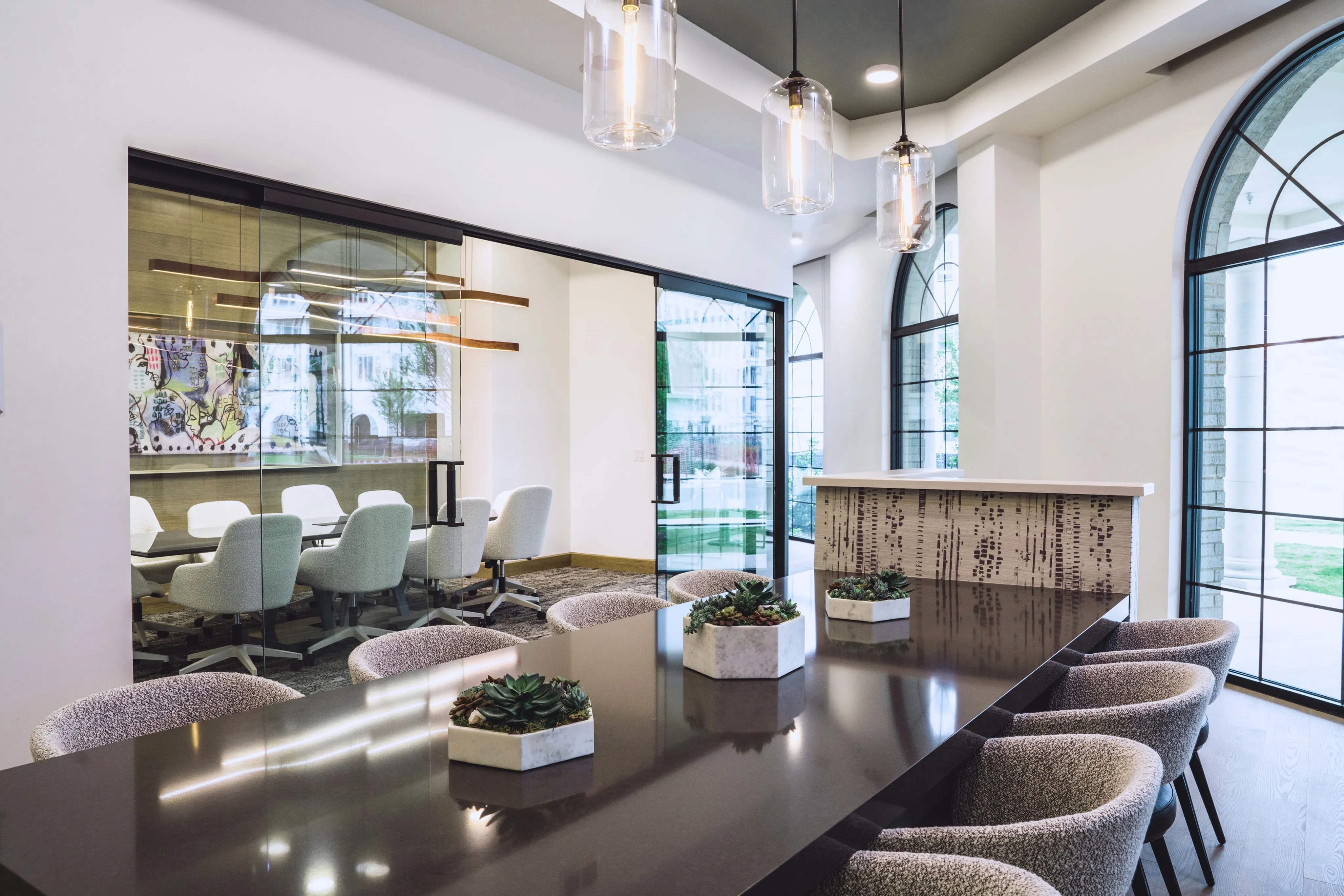 lobby and leasing office at modera frisco square apartment homes for rent in texas