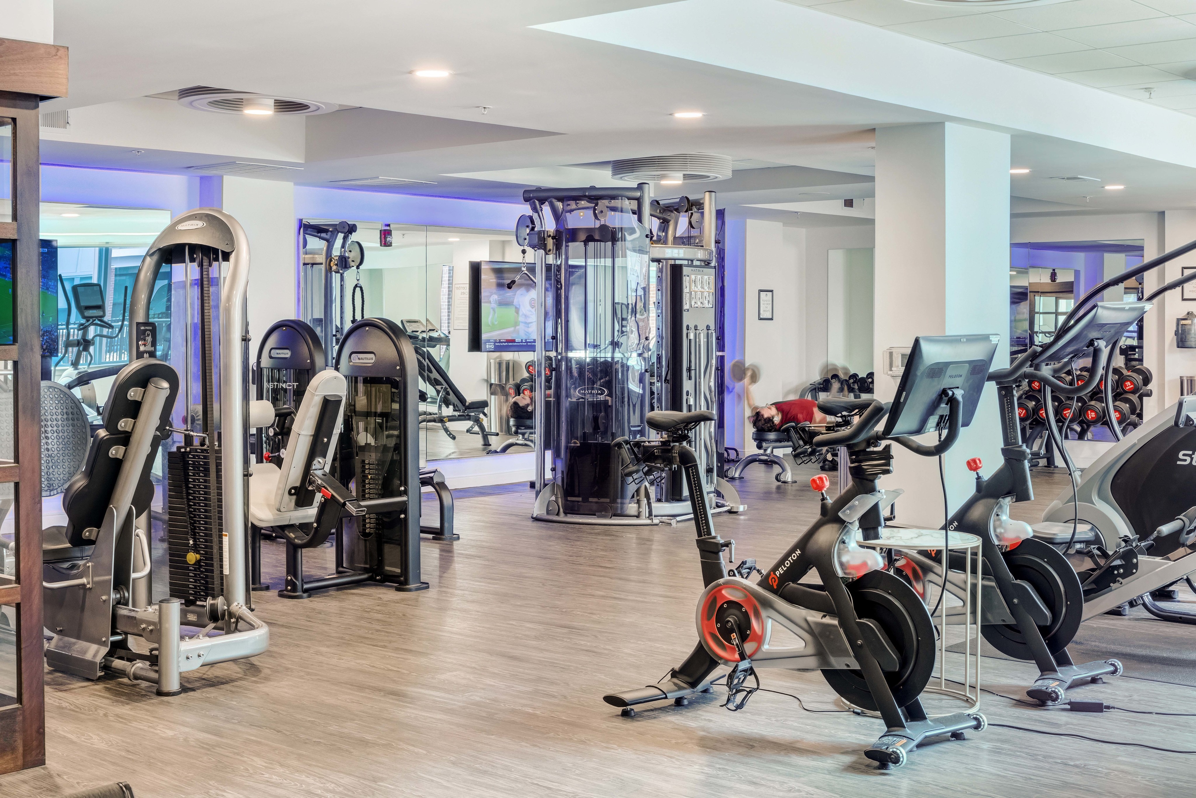 Fully equipped fitness studio with Fitness on Demand
