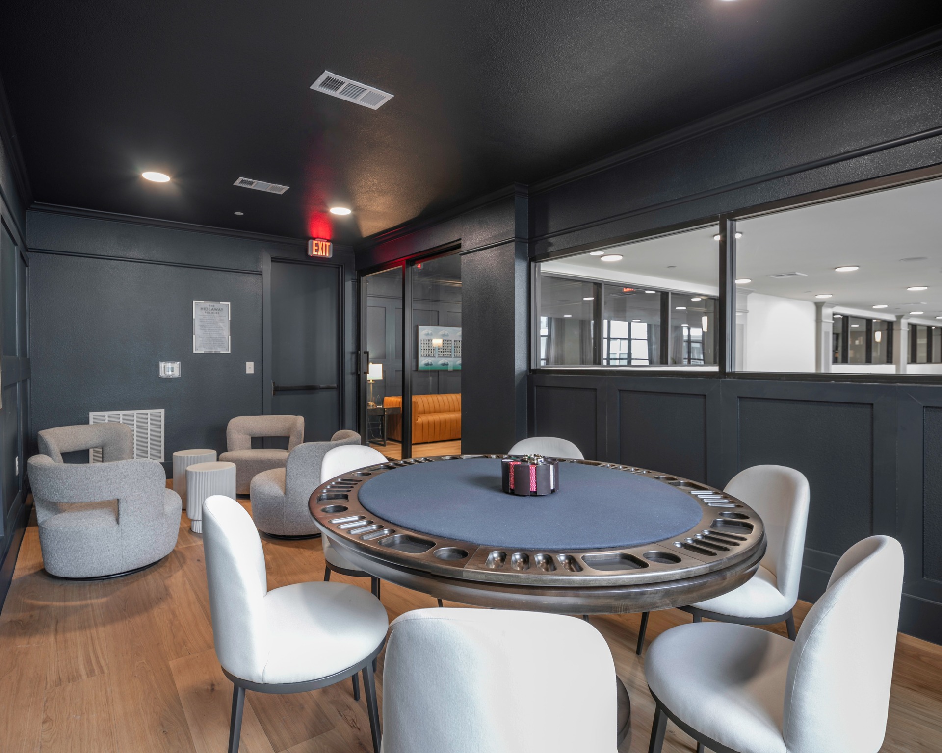 game room at modera six pines aapartment homes for rent in texas