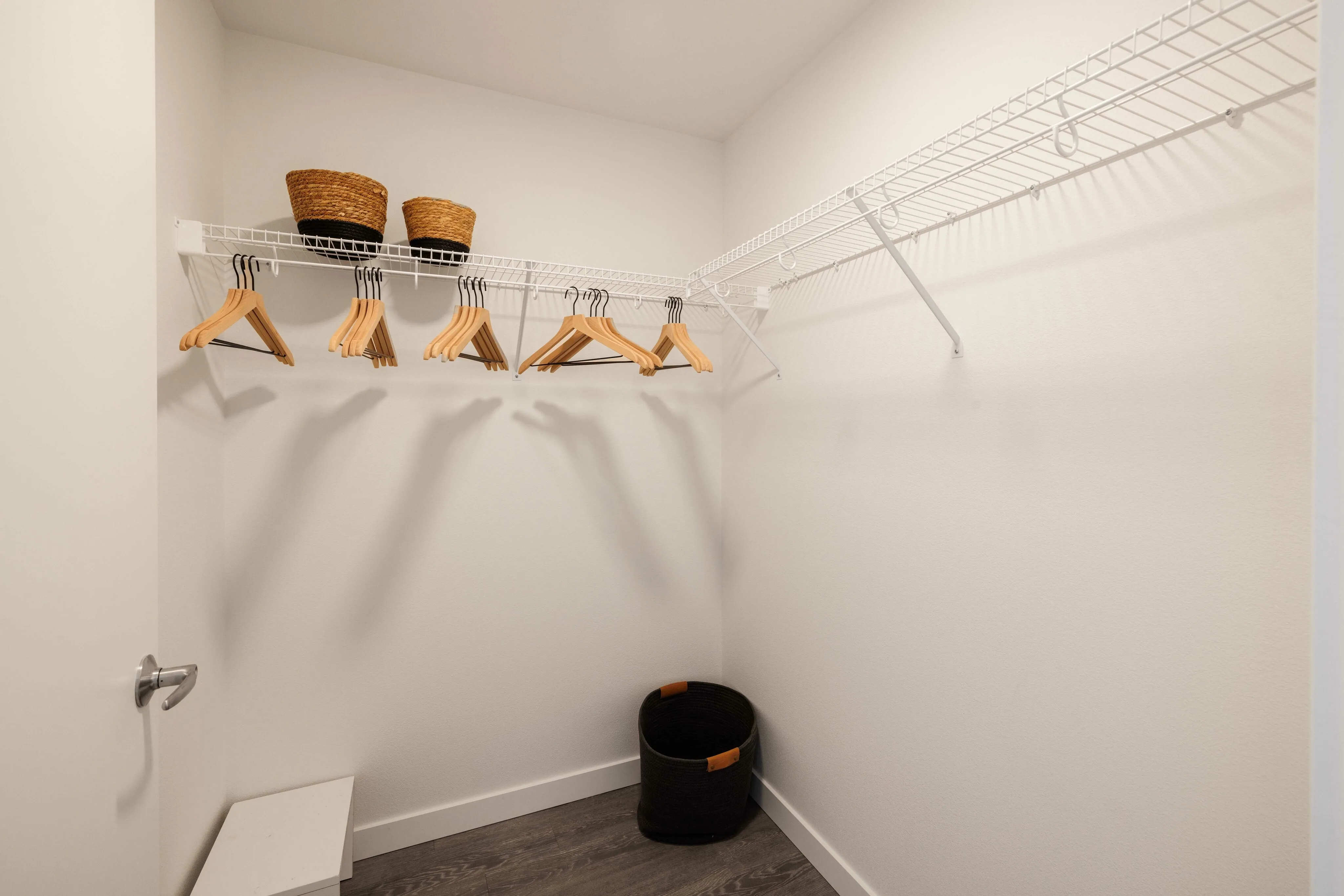large closet areas with tons of shelving