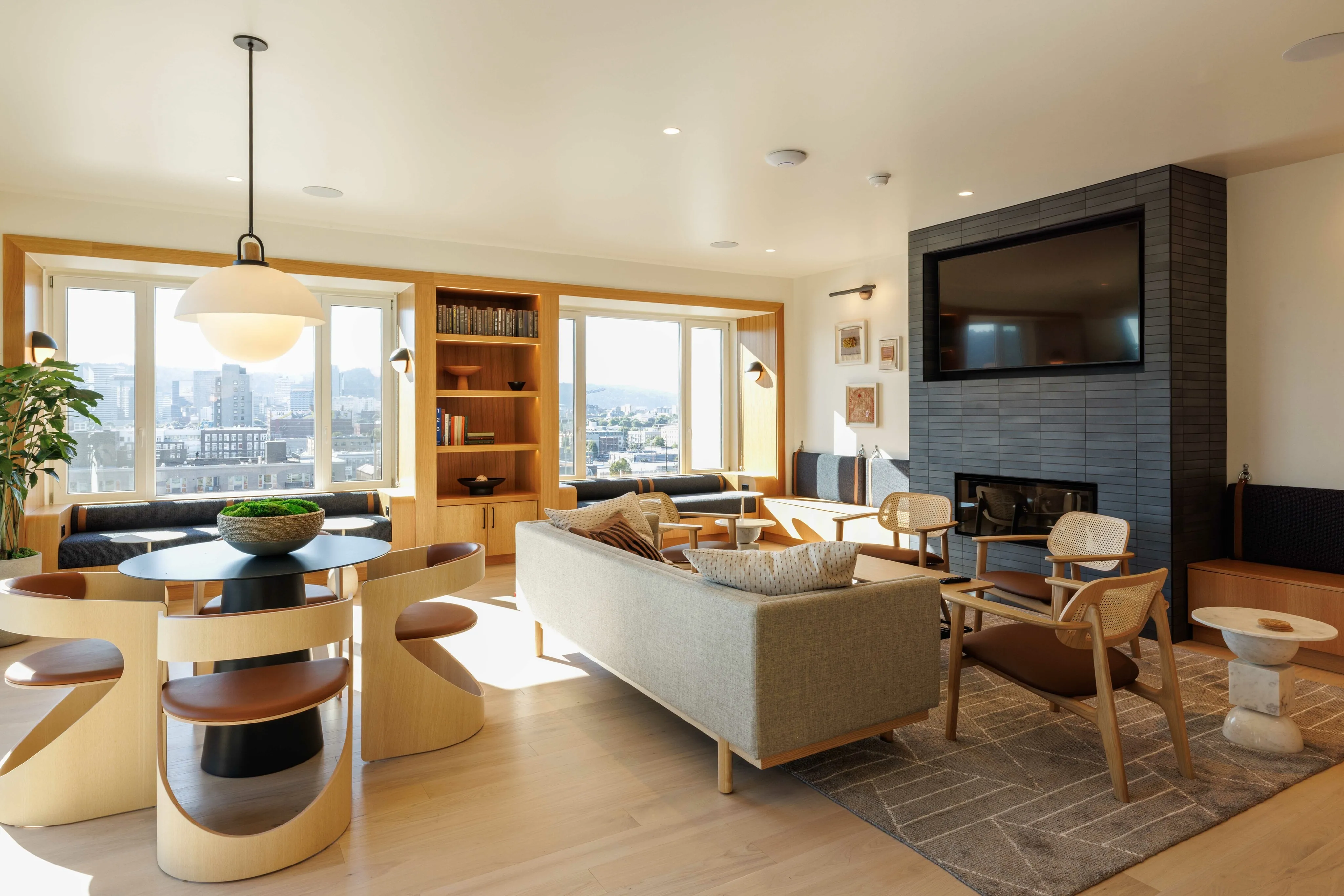 rooftop deck with downtown portland views