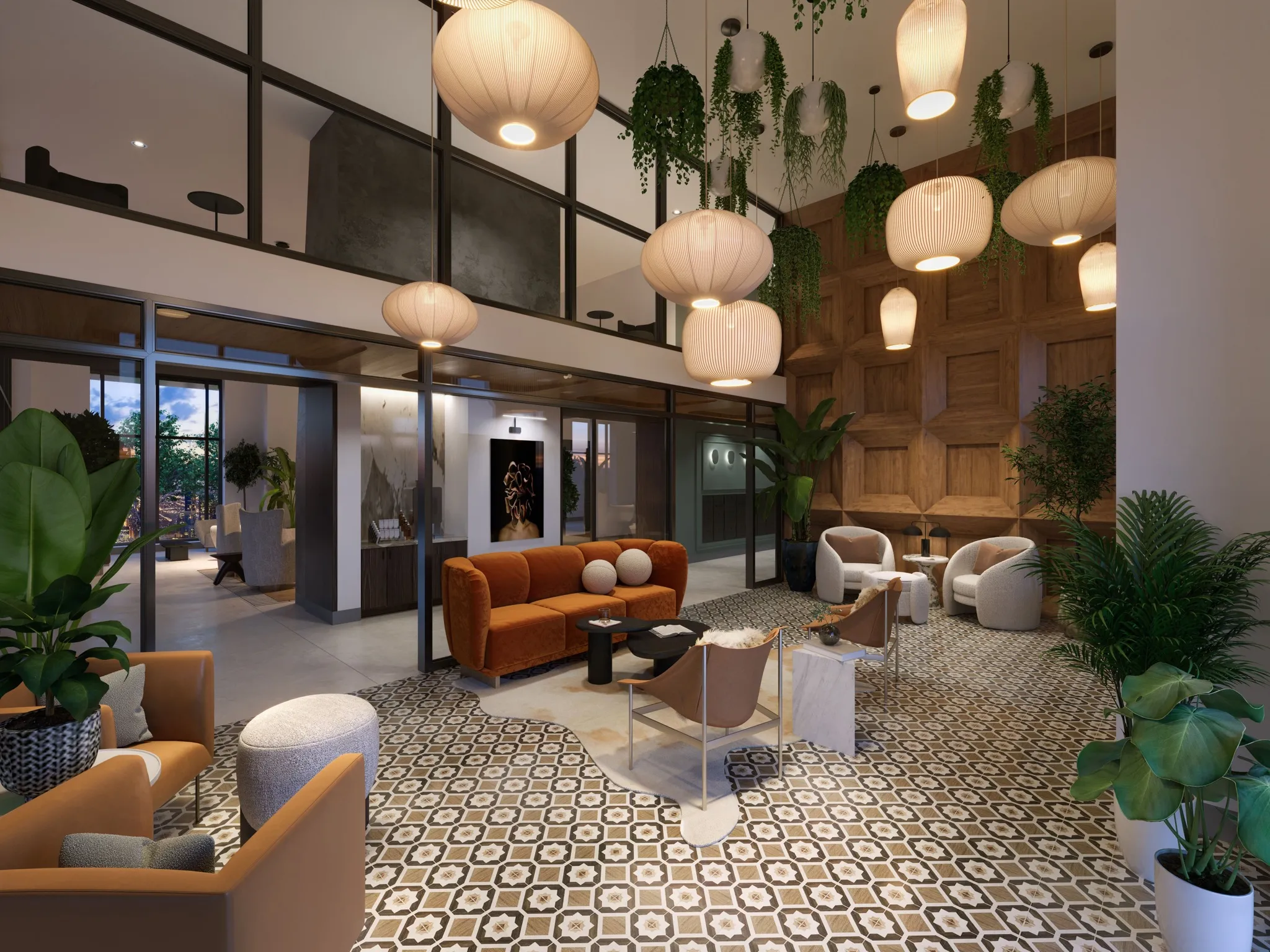 resident lounge with seating and coffee bar rendering modera riverview apartment homes for rent in tn