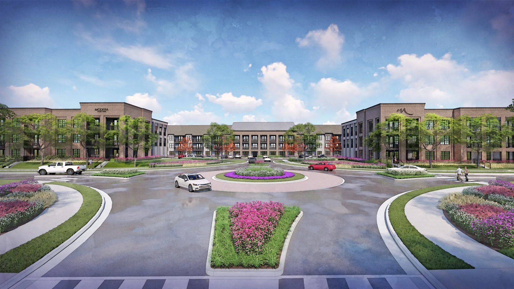 signature m exterior streetview rendering of building modera mckinney ridge apartment homes for rent in tx