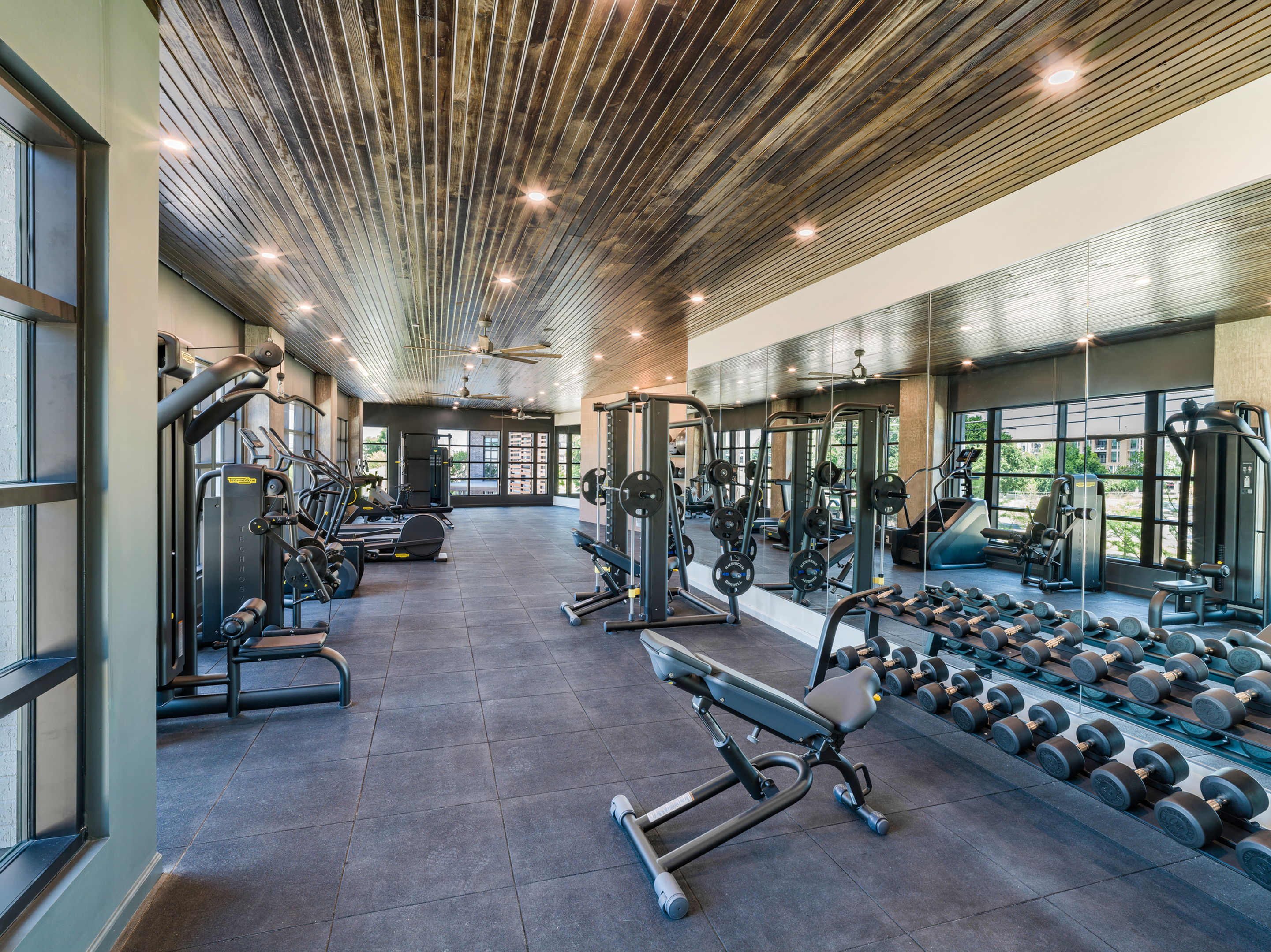 fitness center at modera trinity dallas