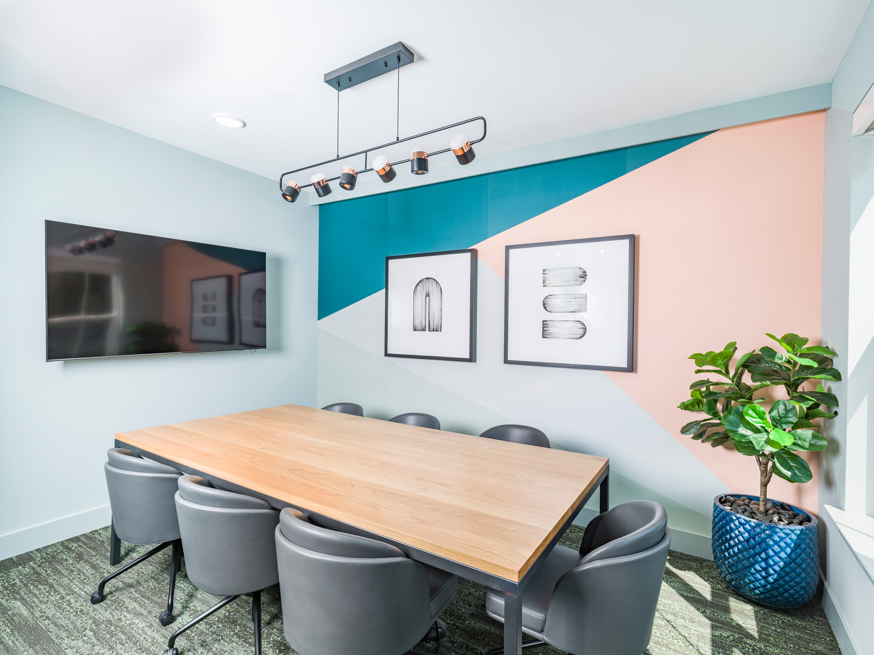 coworking space at modera montville apartments