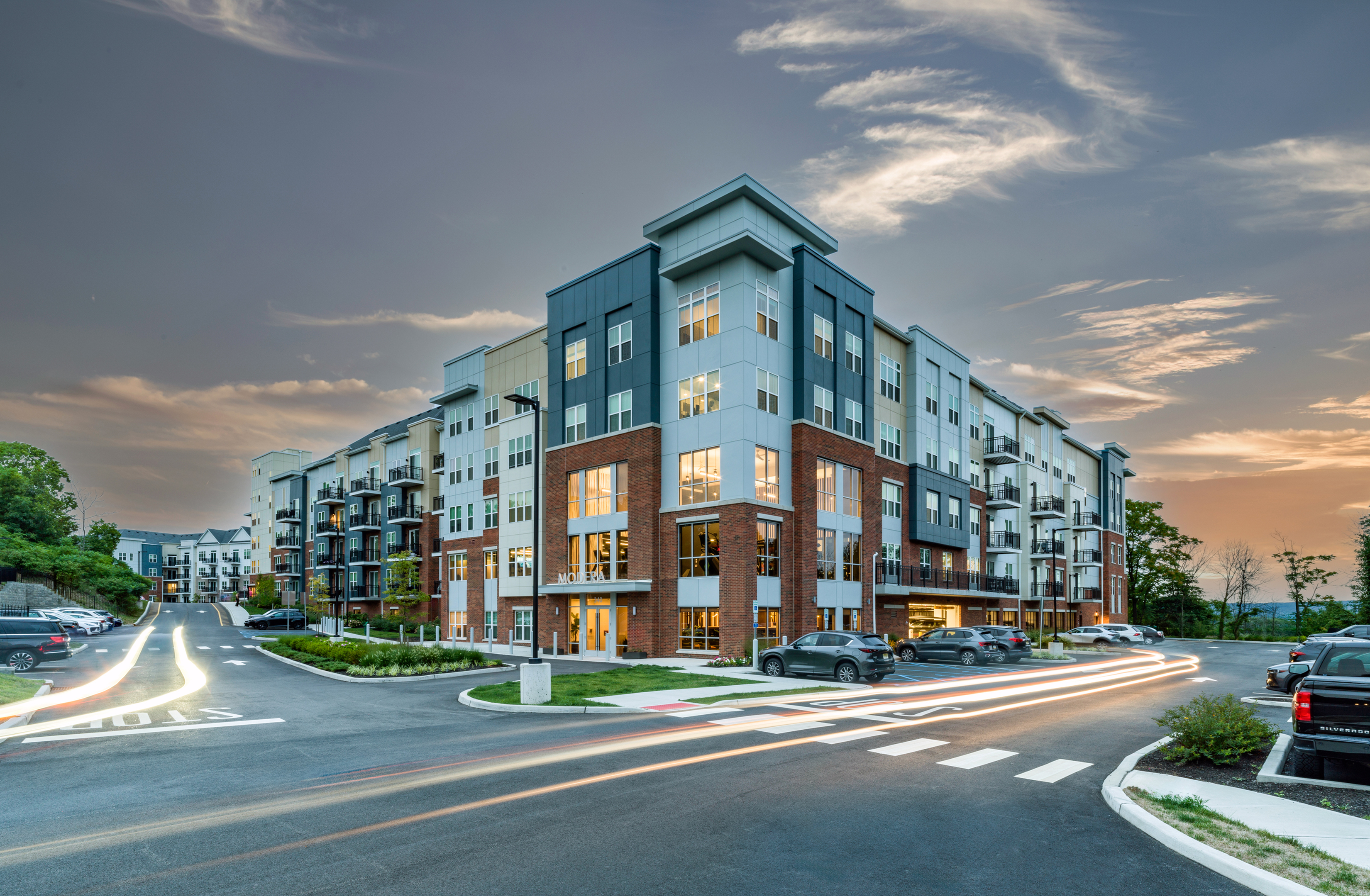 exterior building rendering at modera montville apartment homes for rent in new jersey