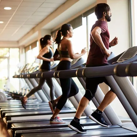 people running on treadmill in gym near modera montville apartment homes for rent in new jersey