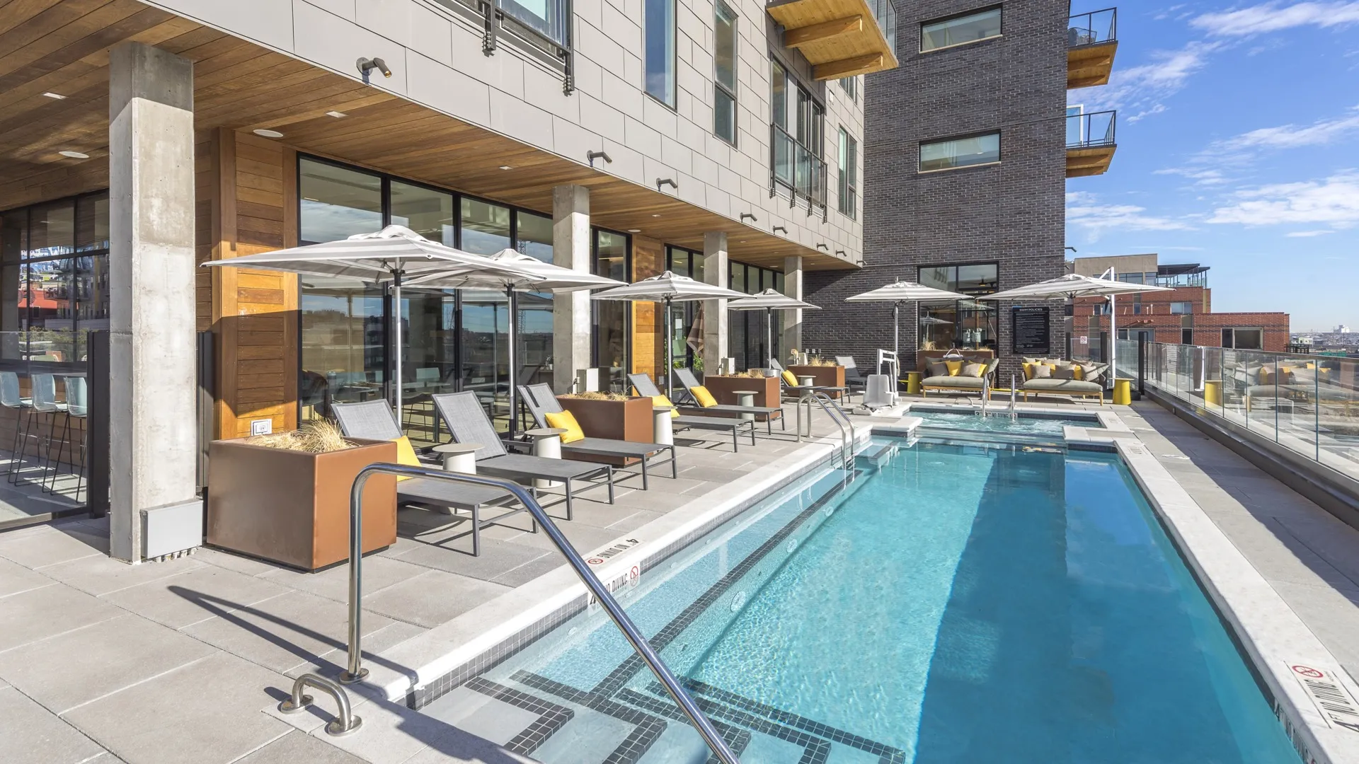 pool amenity space with sundeck modera lohi apartment homes for rent in denver co