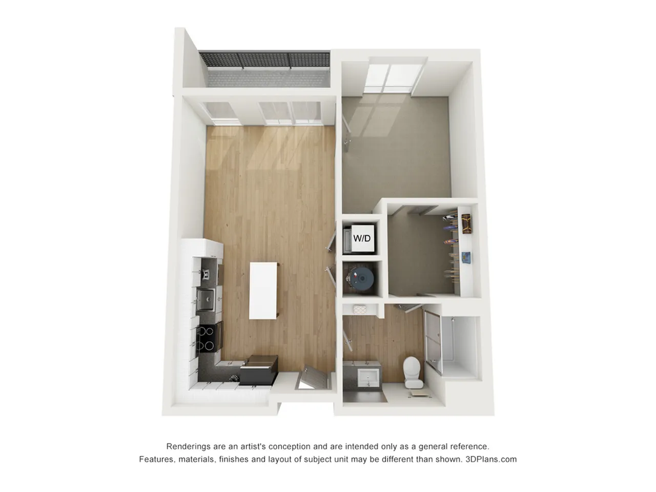 A1 One Bedroom Floor Plan | 2501 Beacon Hill | Kansas City, MO Apartments