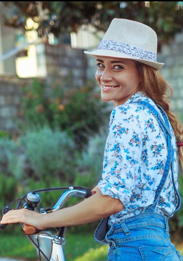 woman riding bike