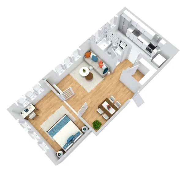 B3 Floor Plan- 588 SqFt One Bedroom Apartment