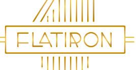 Elegant Flatiron logo featuring sleek golden lines with modern design elements.