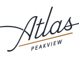 Elegant Atlas Peakview logo with stylish script font, accentuating luxury living.