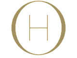 Elegant circular logo featuring a bold letter 'H' against a sophisticated gold and white color scheme.