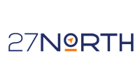 Modern 27 North logo featuring bold navy text and an orange compass element.