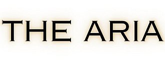 Elegant text logo of 'The Aria' in sophisticated black font.