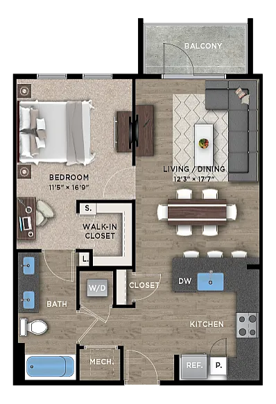 1+1D Floor Plan