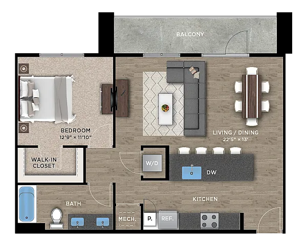 1+1G Floor Plan