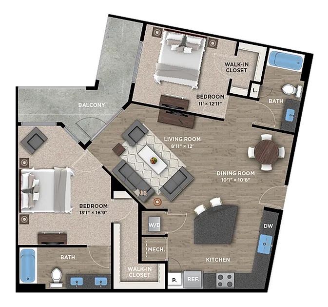 2+2C Floor Plan