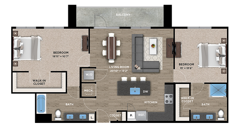 2+2E Floor Plan
