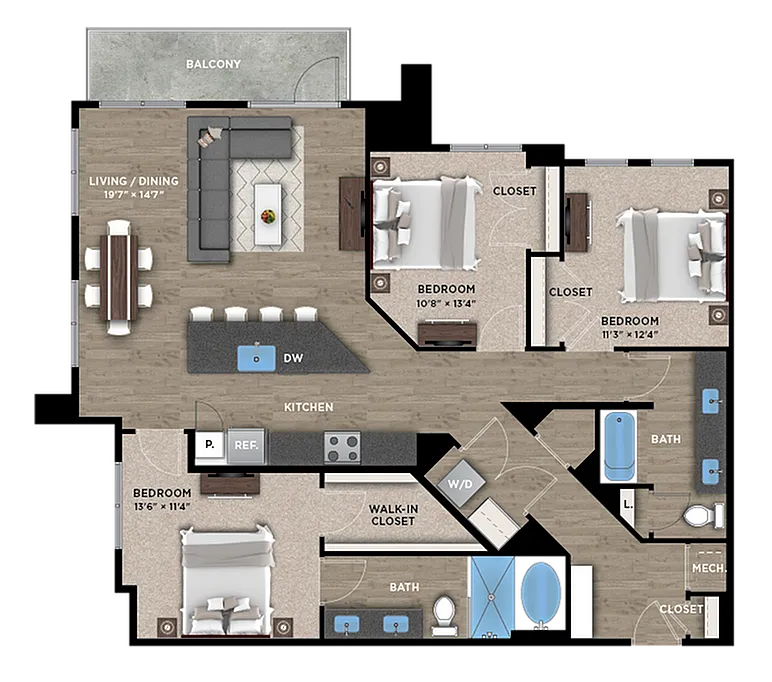 3+2A Floor Plan