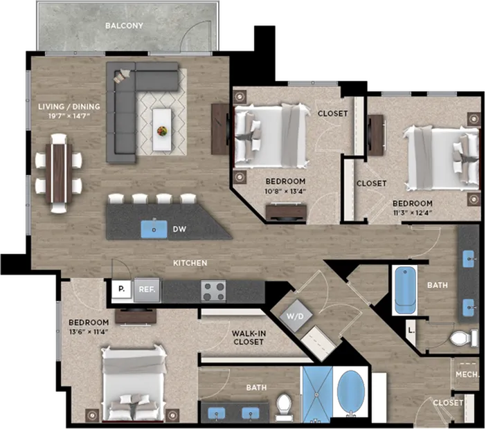 3+2A Floor Plan