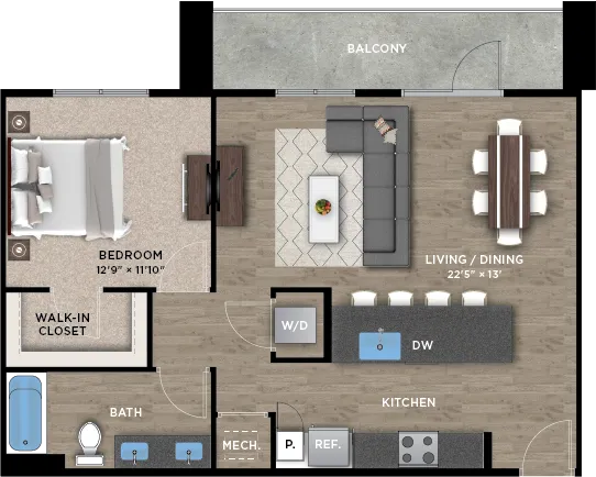 1+1G Floor Plan
