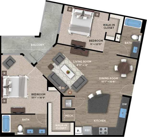 2+2C Floor Plan