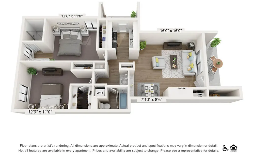2 Bed 2 Bath