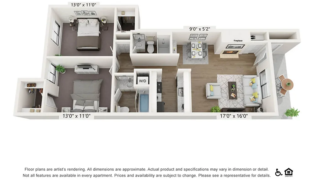 2 Bed 2 Bath