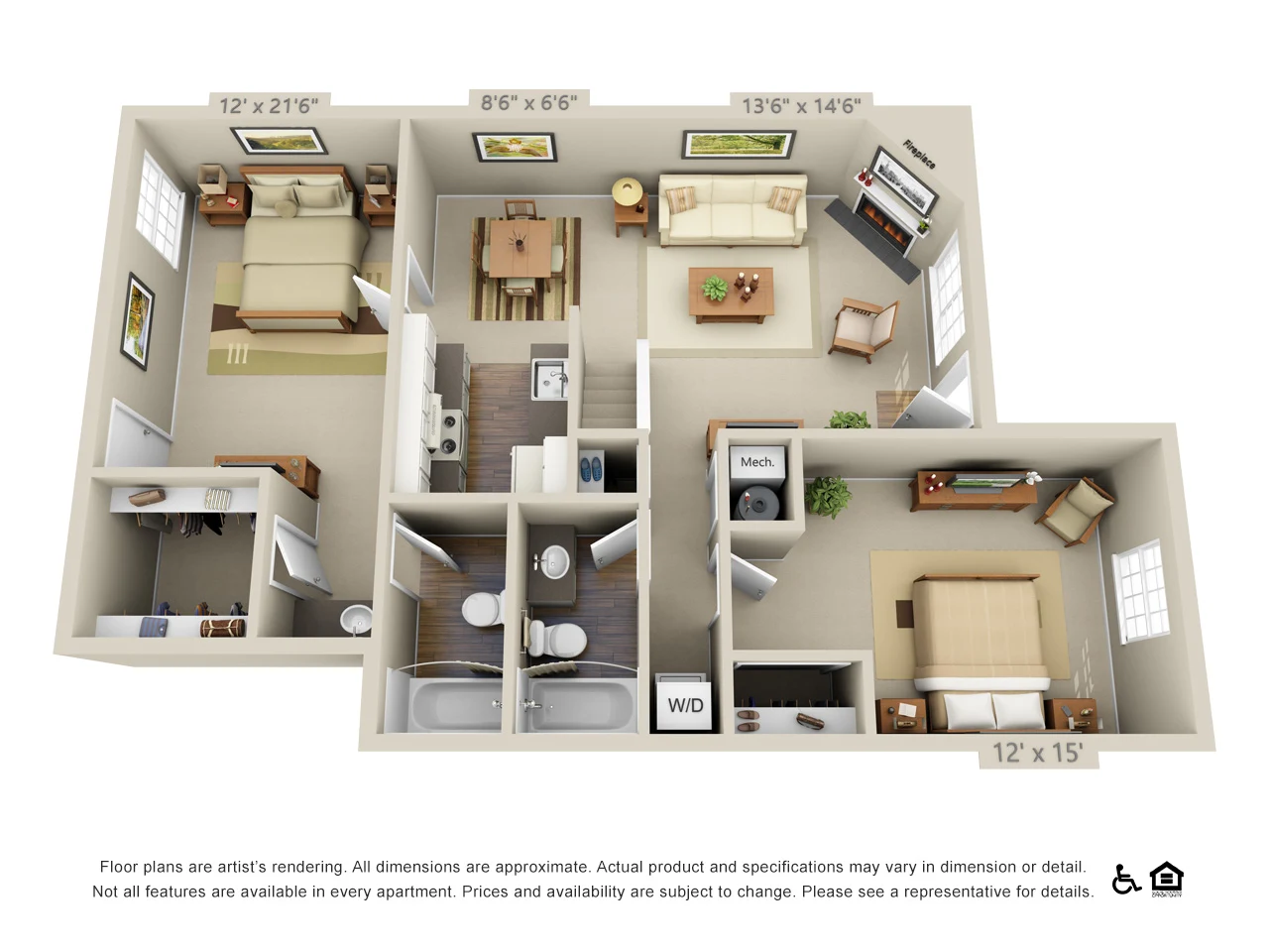 2 Bed 2 Bath