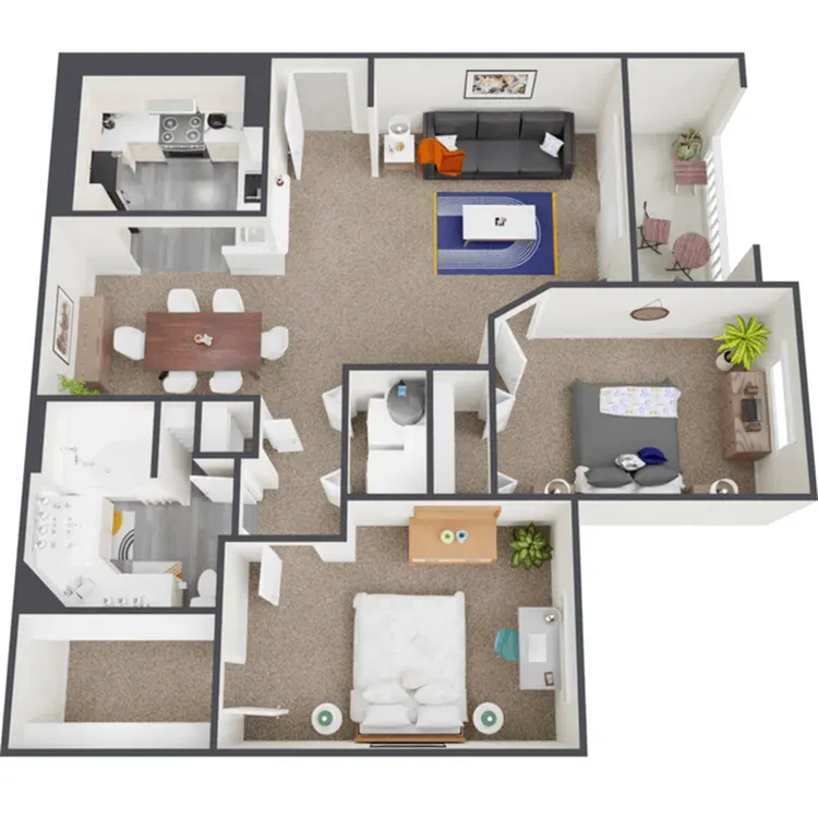 Spacious 2 bedroom, 1 bathroom apartments for rent in the Westchase neighborhood of Houston, Texas.