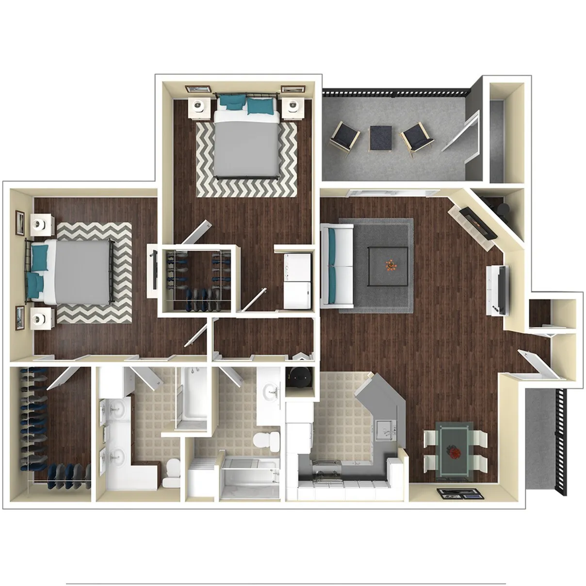 Saratoga Ridge Apartments in South Austin, TX offers 2-bedroom, 2-bathroom options!